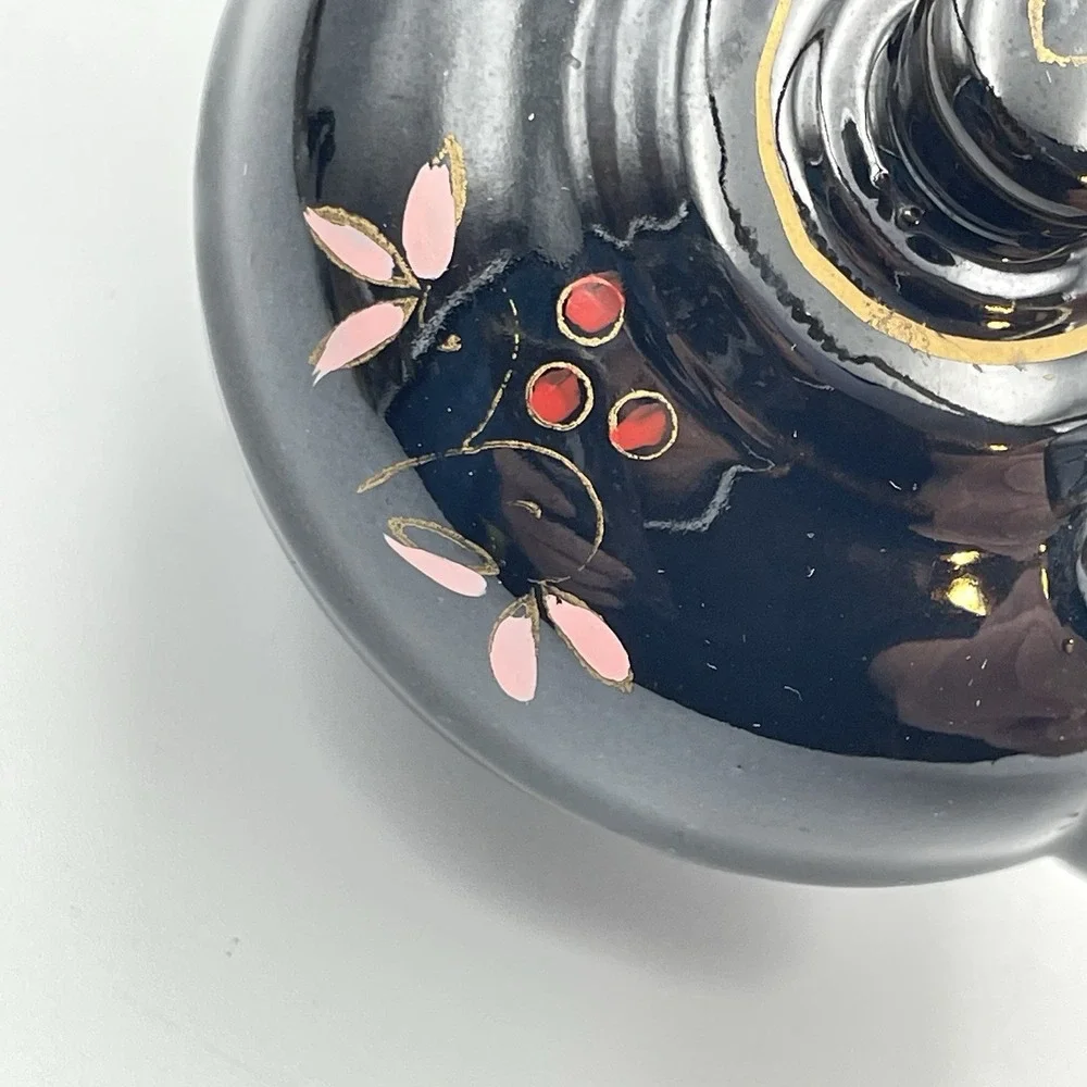 Vintage Japan Rooster Teapot Salt & Pepper‎ Shakers Black Hand Painted MCM
